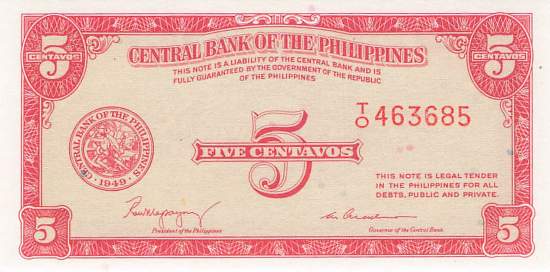 Philippinen 5 Centavos 1949 p126